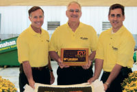 George Sidney, left, celebrated the 170th anniversary of McLanahan Corp. alongside Michael McLanahan, center, and Sean McLanahan back in 2005. Photo: McLanahan Corp.