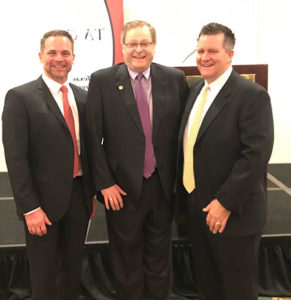 TACA president David Perkins (left), Sen. Brian Birdwell (center) and River Aggregates' Rob Van Til participated in TACA's 2019 Capitol Day. (Photo: TACA)