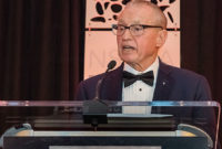 Manfred Freissle touched on his signature development, synthetic modular screen media, during his Hall of Fame induction speech. Says Freissle: “We proved it over many years.” Photo by PamElla Lee Photography.
