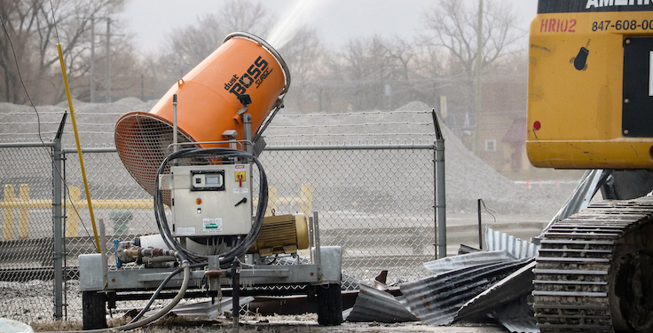BossTek's new DustBoss DB-60 Surge water cannon has three different stages to eliminate dust varying winds. Photo: BossTek