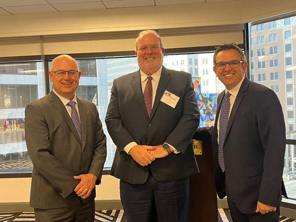 Rep. Kyle Kacal (left), City Concrete's Tim Foley (center) and TACA president and CEO Josh Leftiwch (right) attended TACA’s 2023 Capitol Day. Photo: TACA